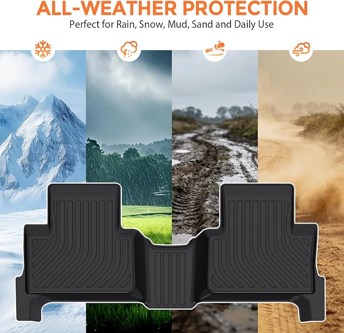 Floor Mats for Chevy Colorado Crew Cab 2015-2022 | & for GMC Canyon Crew Cab 2015-2022 (Not for 2 Door or Extended Cab), TPE All Weather Protection (Two-Row Floor Mats)