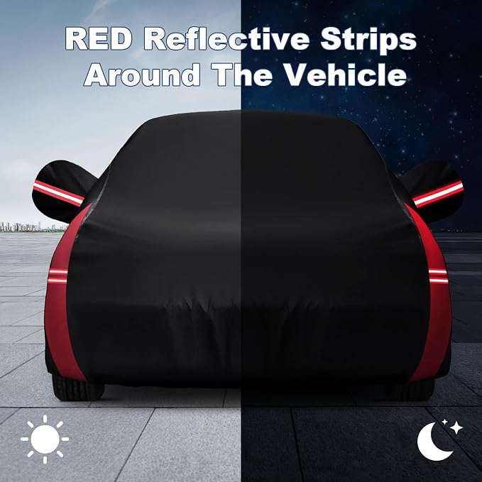 QUNSUNUS 6 Layer Car Cover for Volkswagen Beetle Bug 2 Door 1960-1980 Waterproof All Weather 210D Windproof for VW Beetle Bug Car Cover Hail Protection with Zipper