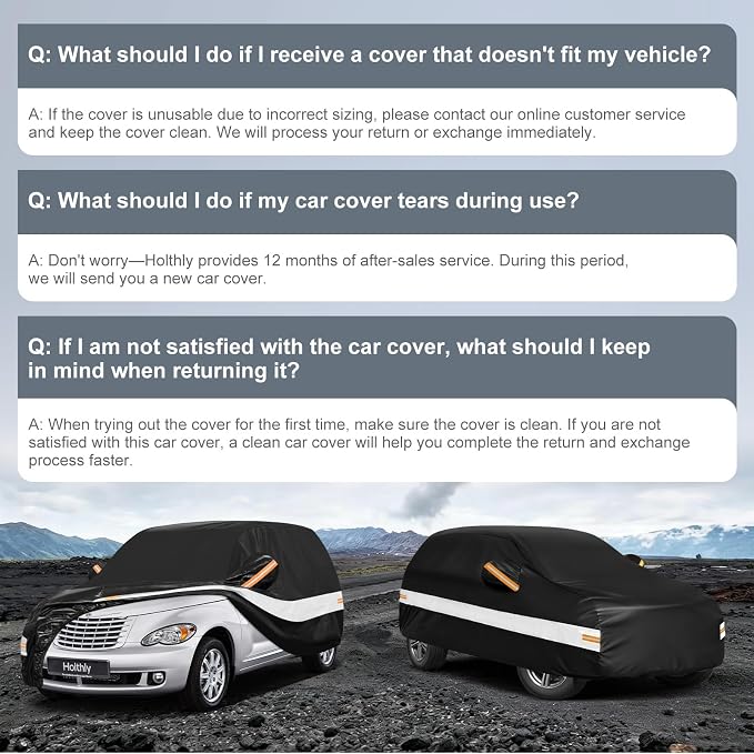 10 Layers SUV Car Cover Custom Fit for Chrysler PT Cruiser (2000-2010), Waterproof All Weather for Automobiles, Outdoor Full Cover Sun Dust Rain Protection with Cotton. Black