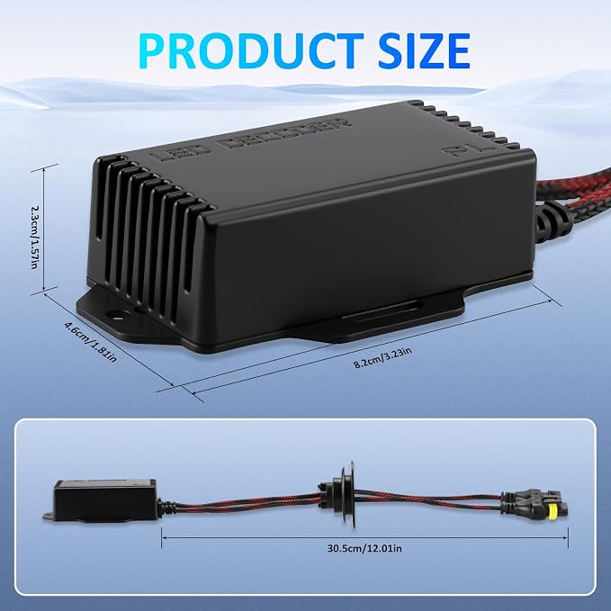 9005/9006/H10/HB4 LED Light Canbus Decoder Upgrade with Waterproof Rubber Ring: Anti Flicker Harness, Resistor Decoders Error Free, LED Warning Canceller Resistor Adapter, Pack of 2