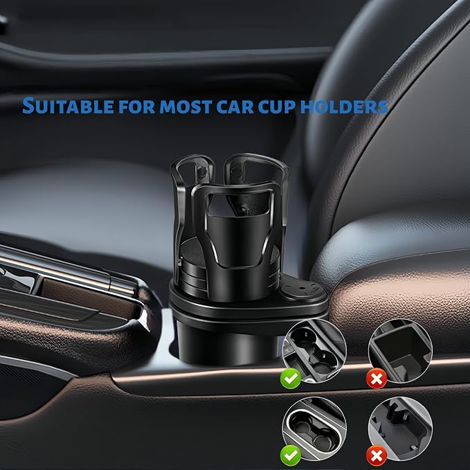 Car Cup Holder Expander,VIVURA 2-in-1 Multifunctional Car Cup Holder, Dual Cup Storage, Compatible with Hydro Flask, Yeti, Nalgene, 32/40 oz Large Bottle Drink Cups