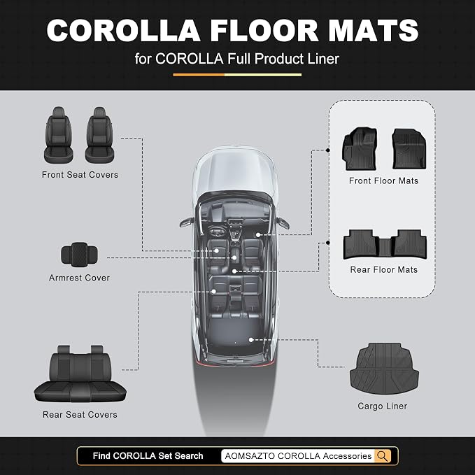Floor Mats for Toyota Corolla Sedan 2020-2026 (Not for Hatchback or Cross) | Custom Fit Floor Liners All-weather Protection Waterproof Easy to Clean Heavy Duty Non-Slip Rubber Corolla Accessories