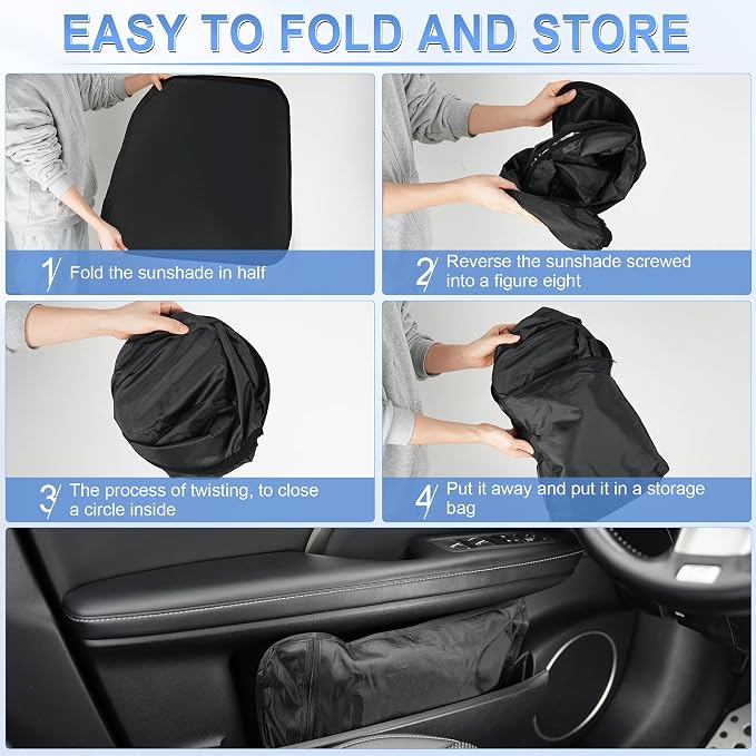 SINGARO 300T Universal Car Windshield Sun Shade, Foldable Reflective for Windshield & Window Shades with Overlapping Design, Car Interior Accessories (57" L x 30" W)