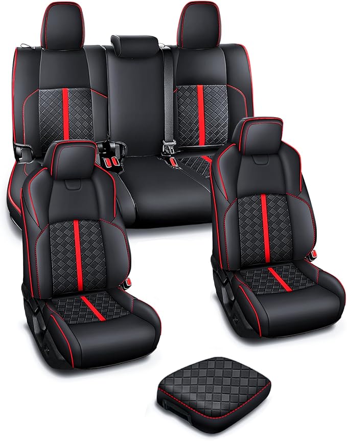 Leather Seat Covers Custom Fit for Tacoma Gen 4th (2024-2026) Double Cab | Custom Fit for SR, SR5, TRD PreRunner, TRD Sport, TRD Off-Road, Limited, Trailhunter - Fully Covered - Fit Like a Glove