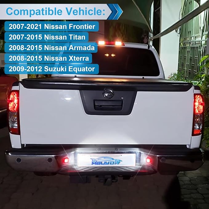 LED License Plate Light Lamp Assembly with Red OLED Neon Tube Compatible with Frontier 2007-2021, Armada Xterra 2008-2015, Titan Suzuki Equator Black housing 6000K White, Pack of 2