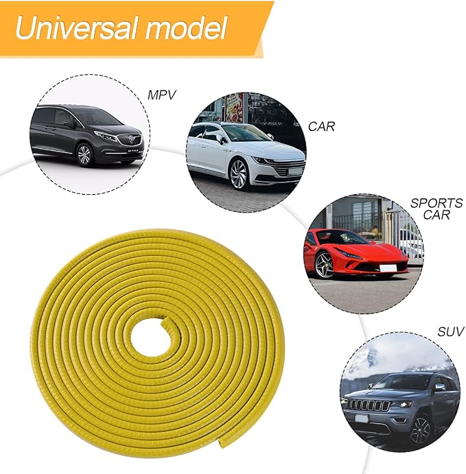 Osilly Car Door Edge Guards, 16Ft Rubber Seal Car Door Edge Trim, U Shape Door Edge Protector Guard, Aluminum Weather Proofing Automotive Door Edge Molding Protection for Most Car (Yellow)
