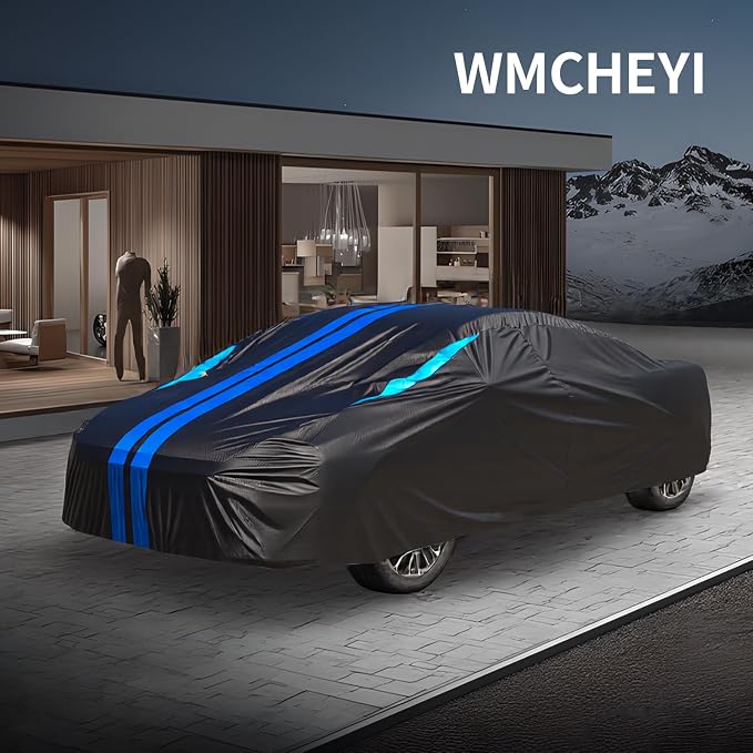 Car Covers for Automobiles, 6 Layers Car Cover Waterproof All Weather, Outdoor Car Cover Sun UV Rain Snow Wind Protection, Full Exterior Cover Fit for 201"(201 * 75 * 59 inch) Sedan
