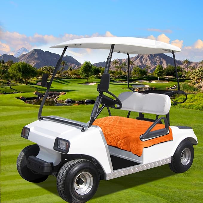 YOKYHOM Golf Cart Seat Covers, Thickened Short Plush Seat Towel Blanket with Non-Slip Backing, Soft & Heavy Duty, Fits Most 2 & 4 Passenger EZGO Yamaha Club Car, 51"x30.5", Orange