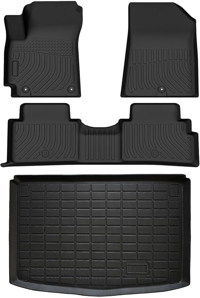 Priprilod Floor Mats & Cargo Liner Custom Fit for Kia Soul 2020-2025(Cargo Floor in Lower Position Only), All Weather TPE Floor Liners Full Set 4PCS Non-Slip Waterproof