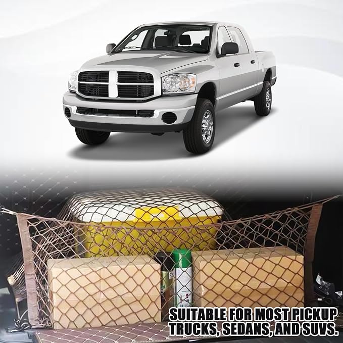 Car Cargo Nets Trunk Organizer, Adjustable Elastic Storage Mesh Double Layer with Hooks, Rear Cargo Net Accessories for Cars Trucks SUVs, Stretchable Heavy Duty Vehicle Organizer 39.4 x 15.7 Inch