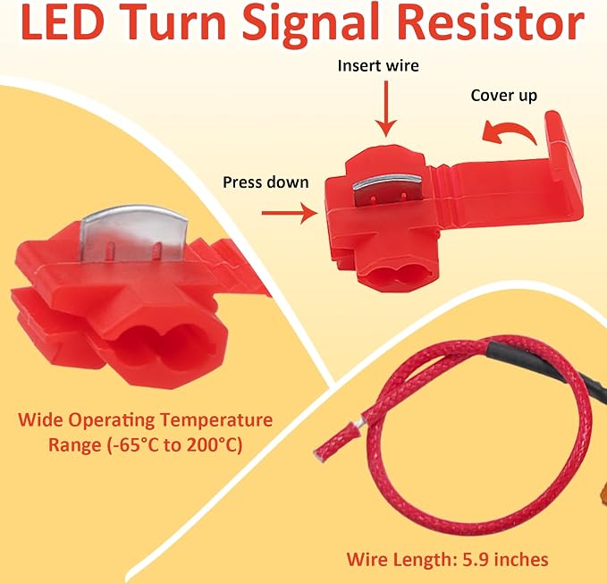 2Pcs 50W 6Ohm Load Resistors LED Turn Signal, LED Load Resistor Kit for Fix LED Bulb Fast Hyper Flash Turn Signal Blink Error Code (Amber)