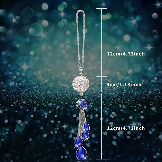Bling Car Accessories for Women and Man,Cute Car Decor for Women,Lucky Crystal Sun Catcher Ornament,Rear View Mirror Crystal Ball Charm Decor (30 mm Clear)(Deep Blue)