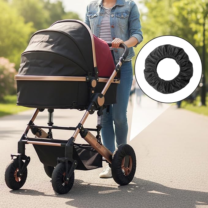 Baby Stroller Wheel Cover Noise Reducing & Anti-Scratch Cart Wheel Tire Protectors Accessories, 2 Pcs (L)