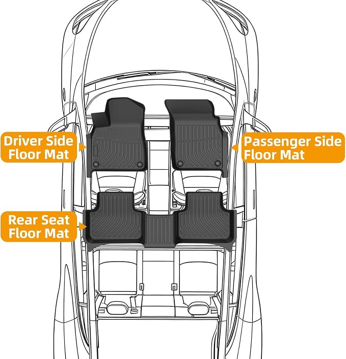 Floor Mats for Audi Q7/SQ7 2017-2026, Q8/SQ8 2019-2025 | for SQ8 e-tron Sportback 2024-2026 TPE Floor Mats, Non-Slip Waterproof Front & Rear Row Accessories