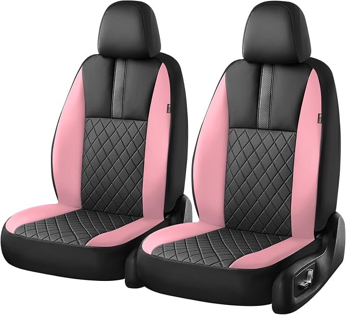 Coverado Car Seat Covers Front Pair, Automotive Leather Seat Covers for Car,Universal Fit Front Back Seat Cover, Non-Slip Waterproof Breathable Car Seat Protector