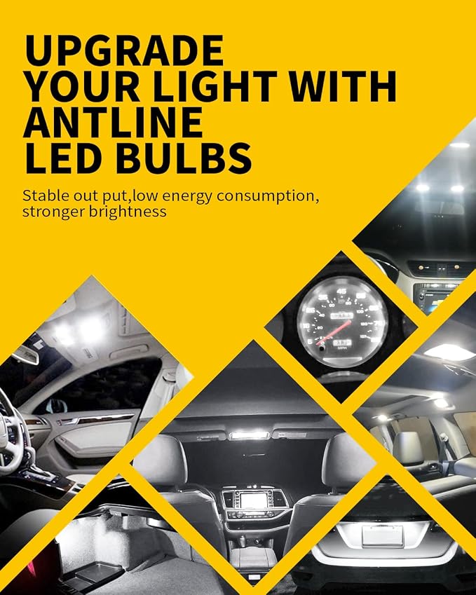 Antline 211-2 212-2 578 569 214-2 41MM 1.61”LED Bulb White, Super Bright Canbus Error Free 12 Volt Replacements for Interior Dome Map Vanity Mirror Sun Visor Lights (Pack of 10)