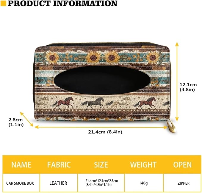 Tribal Horse Sunflower Car Tissue Box Sun Visor Napkin Holder Car Interior Accessories Car Tissue Holder for Car
