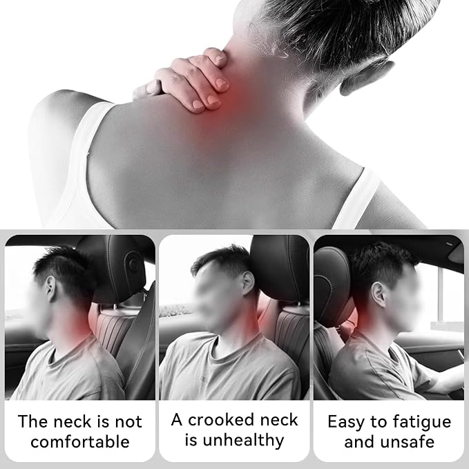 Car Headrest Pillow, Soft Comfortable Memory Foam Automotive Neck Pillow Cushion for Neck Pain Pressure Relief, Universal Fit (Beige)