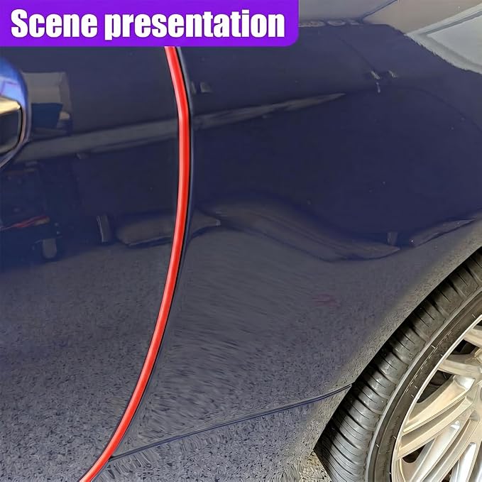 16Ft (5M) Car Door Edge Protector (Red-5M) | Self-Adhesive Scratch Resistant U Shape Door Edge Guard Decoration, Anti-Collision Car Door Trim Strip for Truck, SUV, Sedan