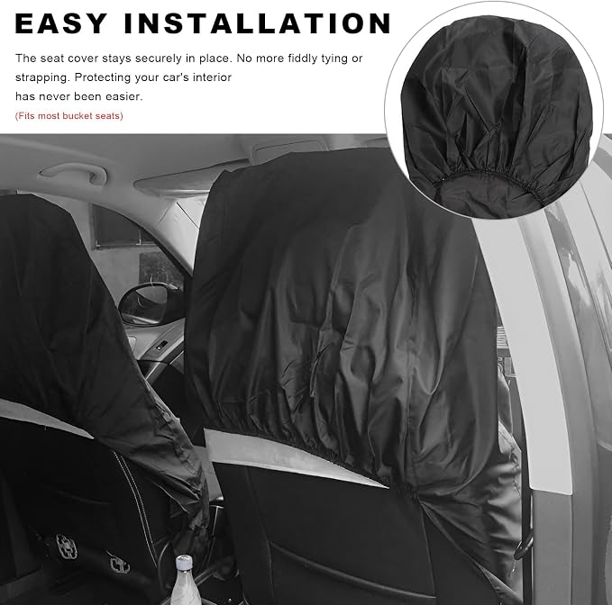 2PCS Car Seat Cover Protector, Waterproof Sweatproof Auto Protective Front Seat Cover, Universal Washable Vehicle Bucket Seats Protector for Gym Workout Running Swimming Hiking
