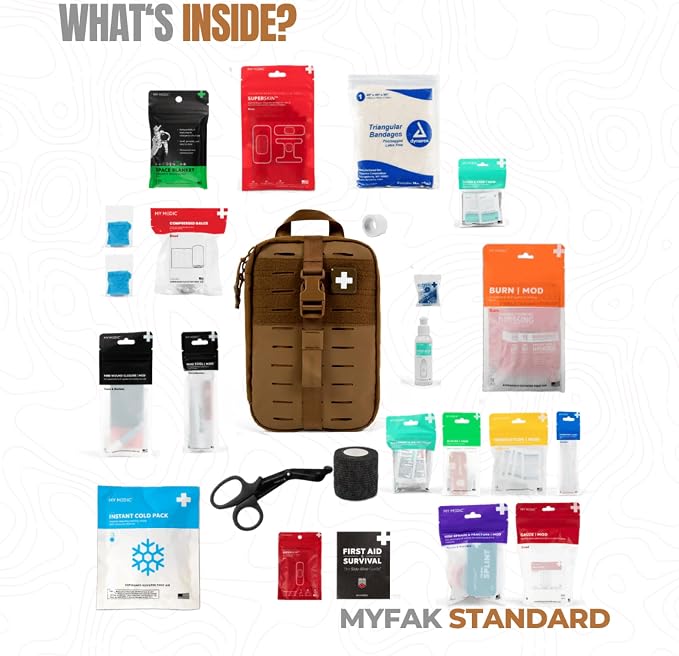 MY MEDIC MyFAK Standard Tactical IFAK & AFAK First Aid Kit - HSA FSA Items - Built in USA - Military Medic Bag, Combat Med Kit & Medkit with Medical Supplies - Molle Bag for Tactical Operators, Coyote