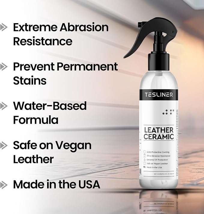 Tesla Leather Ceramic Coating - Prevent Permanent Stains, Leather Shield Ceramic Coating for Tesla Cleaning Products, Vegan Leather Protector, Tesla Model 3 Y S X Car Accessories for 2025 & 2026