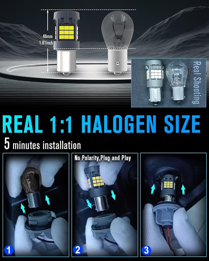 1156 LED Bulb With Built in Resistor for Backup Reverse Light 800% Super Bright,6000K Xenon White 7506 BA15S P21W LED Bulb for Tail Lights Back Up Lights CANBUS Error Free (2pcs)