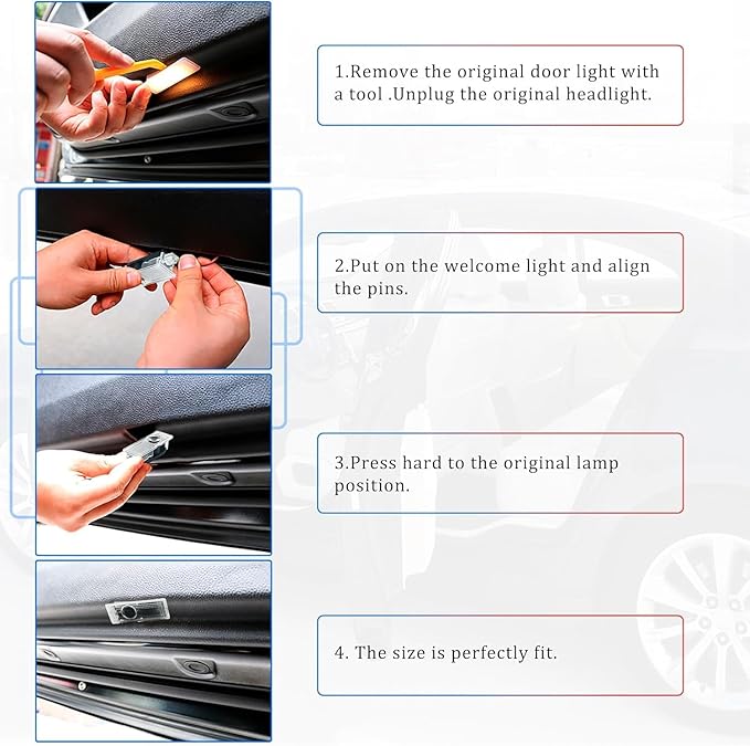 High Definition LED Projection Welcome Light,Logo Projector Puddle Lights,Compatible with Model Y、Model 3、Model S 、Model X,Plug and Play (2PCS)