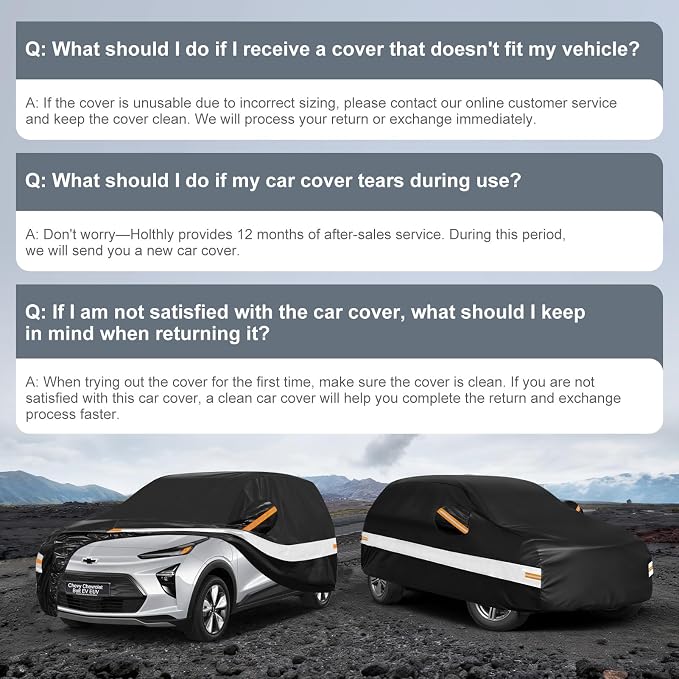 10 Layers SUV Car Cover Custom Fit for Chevy Chevrolet Bolt EV EUV (2016-2026), Waterproof All Weather for Automobiles, Outdoor Full Cover Sun Dust Rain Protection with Cotton. Black