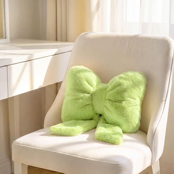 Macarrie 2 Pcs Car Neck Pillow Plush Butterfly Bow Car Headrest Pillow Comfortable Seat Neck Support Cute Head Rest Accessories for Driving Travel Driver Chair Girl Interior Decor (Sage Green,Solid)