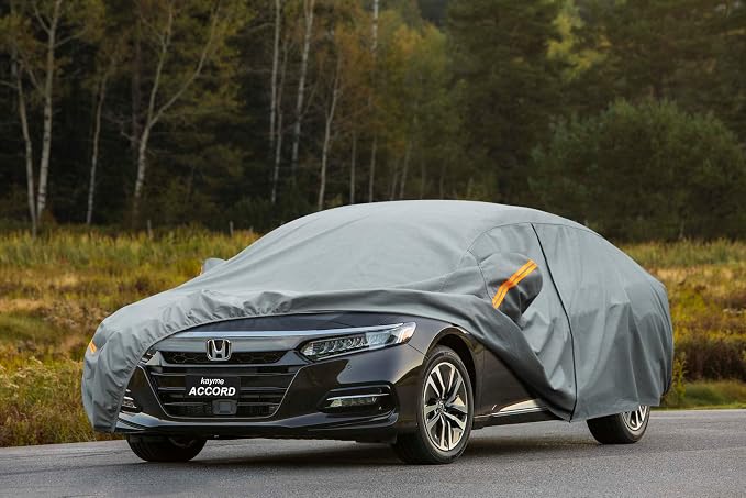 Kayme Heavy Duty Car Cover Custom Fit Honda Accord Sedan/Coupe (2001-2025), Waterproof All Weather for Automobiles, Full Exterior Covers Sun Rain UV Protection with Zipper Door.