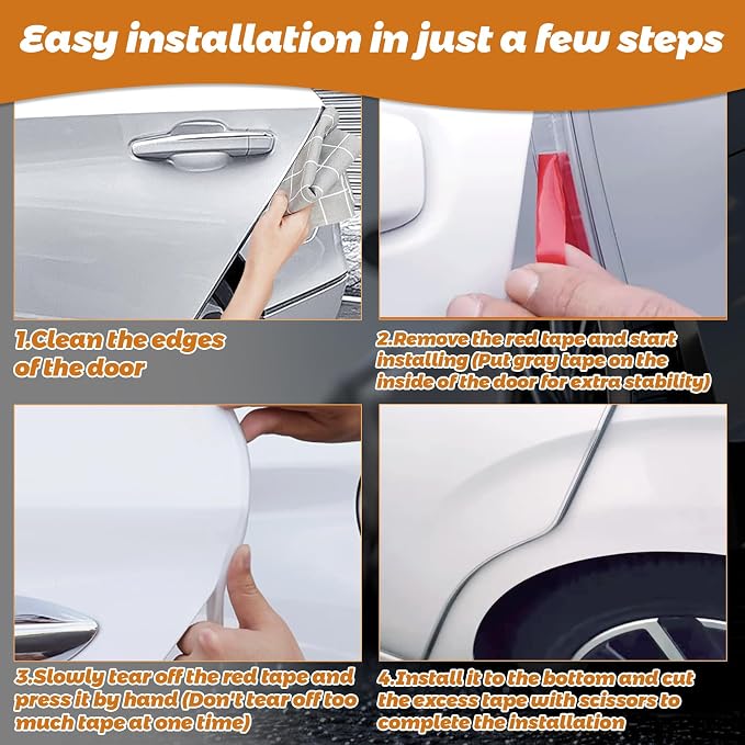 RAINFLOW Car Door Edge Guards 16.4 Ft(5M) - Clear U Shape Rubber Trim | Self Adhesive Door Protector Seal for Most Vehicles Trucks SUVs Sedans, Easy Cut DIY Installation Automotive Accessories