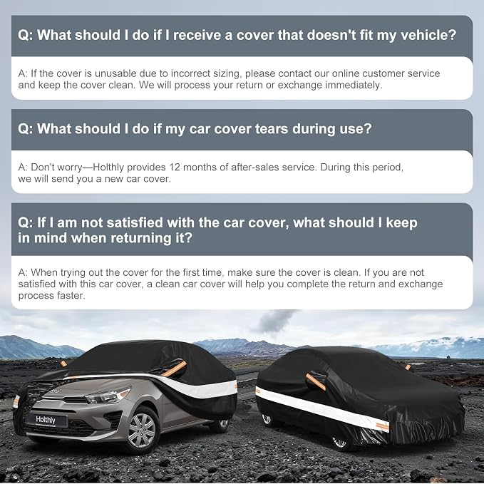 10 Layers Sedan Car Cover Custom Fit for Kia Rio (1999-2026), Waterproof All Weather for Automobiles, Outdoor Full Cover Sun Dust Rain Protection with Cotton. Black