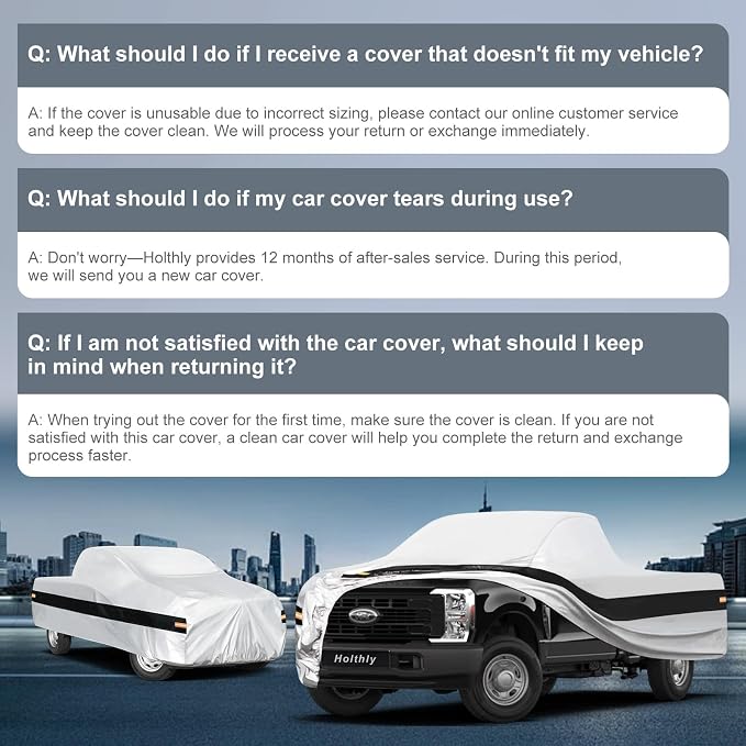 10 Layers Truck Cover Waterproof All Weather Custom Fit Ford F-250 F-350(2001-2026) SuperCrew Short Bed, Outdoor Full Exterior Pickup Car Cover Sun Rain Snow Ice Protection. Sliver