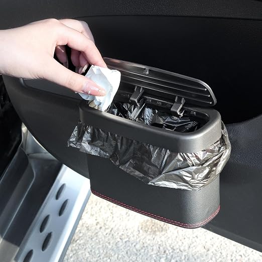 Car Trash Can with Lid,Press-Top Car Trash Bin with 30PCS Cars Trashs Bags,Multi-Function & Small Cars Garbage Can with Suspension Design for Storaging Garbage Fits 4.7 Gal