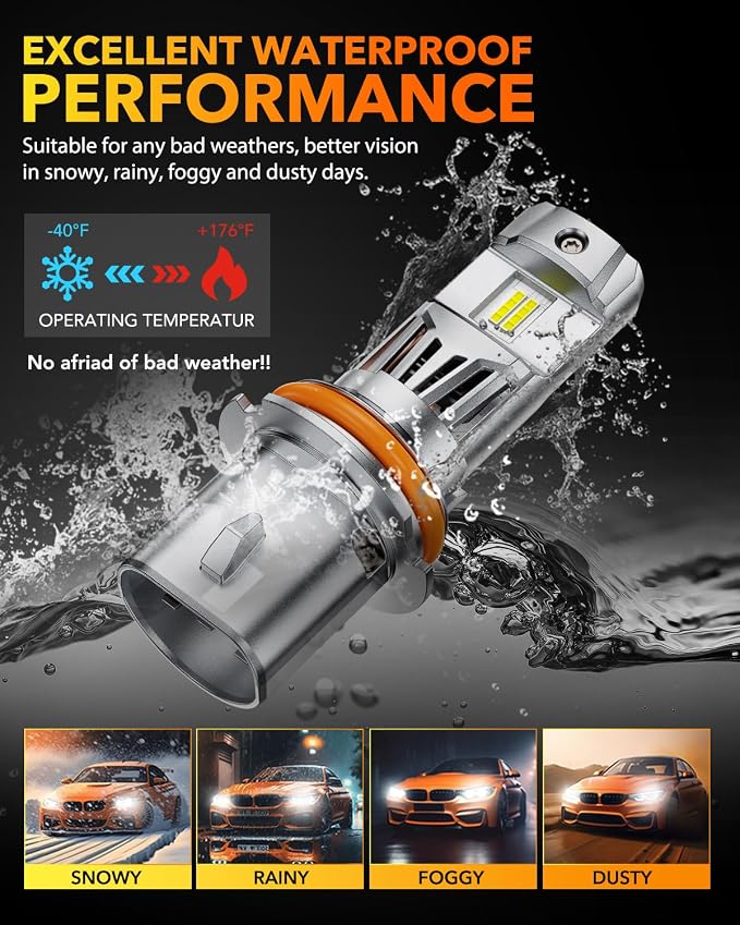 OXILAM 9007 LED Bulbs, 1000% Ultra-Brightness, 3 Min Quick Install Wireless Plug and Play,1:1 Halogen Size 9007 Fog Lights, 20 Years Lifespan, No Flicker, 99% Compatibility, Pack of 2