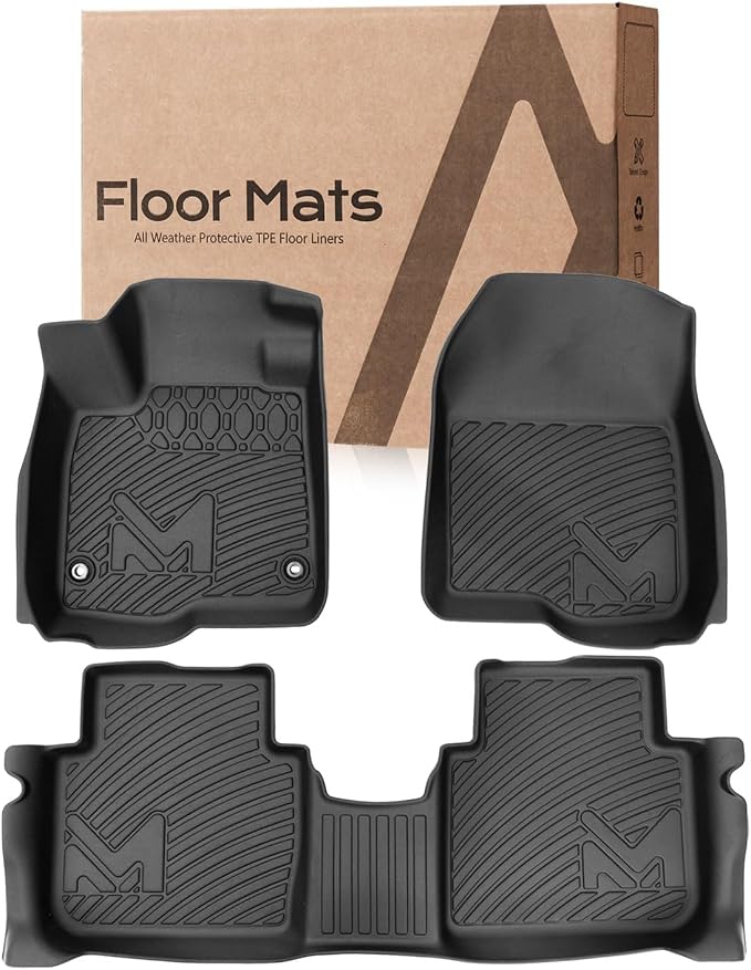 Floor Mats & Floor Liners Custom for 2023-2026 Honda CR-V CRV (Include Hybrid), TPE Automotive All Weather Cover Protection Waterproof Black Front & Rear Row Full Set Car Mats, 3PCS