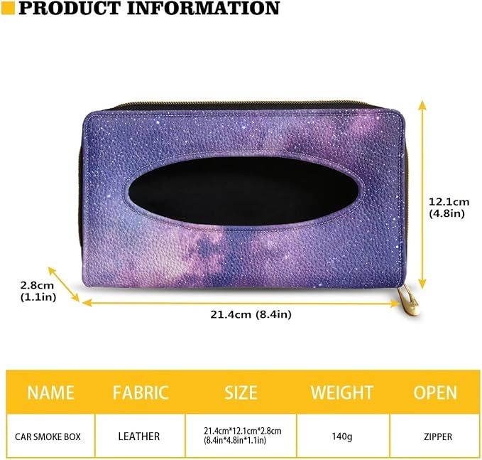 Purple Starry Night PU Leather Car Tissue Holder for Car Automotive Sun Visor Tissue Box Holder Car Accessories for Women & Men
