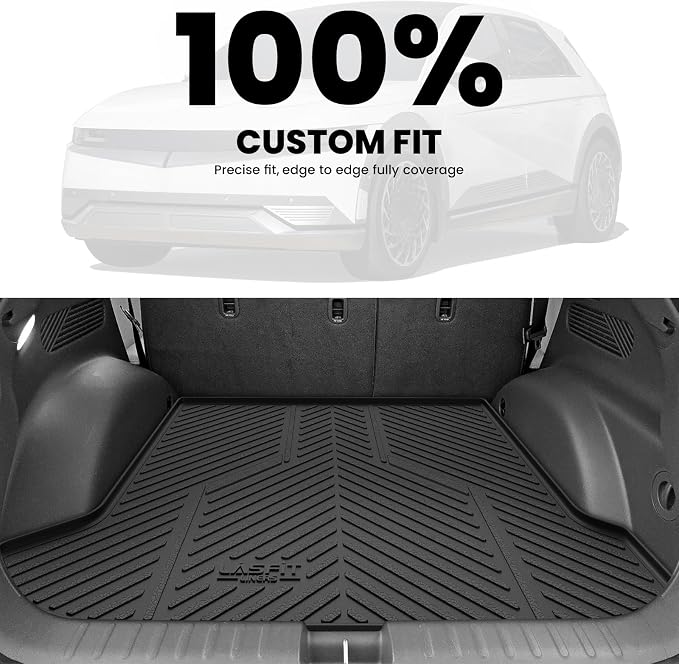 LASFIT Floor Mats & Cargo Mats Fits for Hyundai Ioniq 5 2024 2023 2022 Movable Console (Limited Models), All Weather TPE Custom Fit Floor Liners for 1st and 2nd Rows Car Mats & Trunk Mats, Black