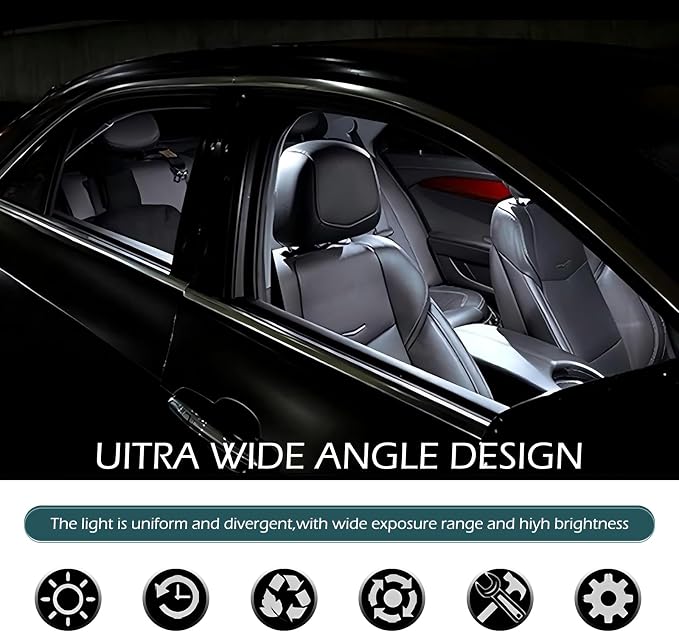 42 PCS Car LED Lights Interior Kit, T10 31 mm 36 mm 41 mm Reading Light License Plate Light, Plug and Play Wide Angle Ultra-bright LED Interior Lights, Universal Car Lights Interior (White)