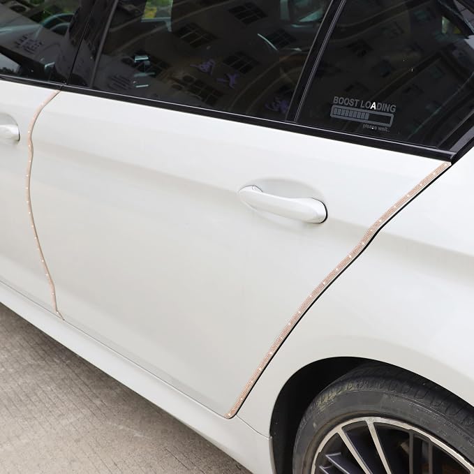 TOMALL Bling Car Door Guard Crash Bumper Crystal Anti-Scratch Strip Sticker Crystals Car Door Bumper Protector Accessory DIY for Interior and Exterior Decoration Styling Accessories (Champagne)