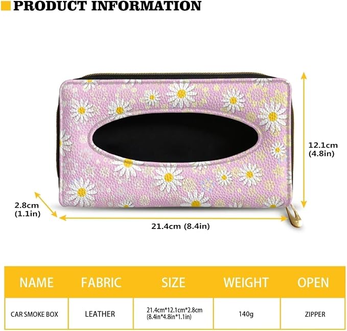 Car Tissue Holder Sun Visor Tissues Box Cover Pink Daisy Car Sun Visor Napkin, Mask Dispenser Visor Accessories for Women & Men