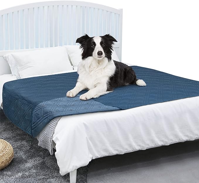 PetAmi Waterproof Couch Cover for Dogs, Non-Slip Leakproof Sofa Furniture Protector for Pet Cat, Machine Washable Bed Blanket for Car Seat, 68x82 Blue