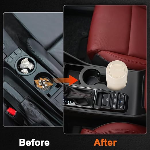 Car Trash Can, Leakproof Mini Car Garbage Can Cup Holder with Lid | Car Door Trash Bin with 20 Trash Bags, Vehicle Front Back Seat Organizers and Storage for Car, Home, Office, Beige