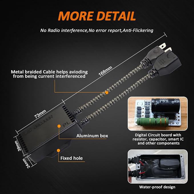Bestview H7 LED light Canbus Decoder Kits Compatibility Anti Flickering Resistor Warning Canceler Pack of 2 | Plug and Play Smart Error Free Load Resistor Adapter Kits