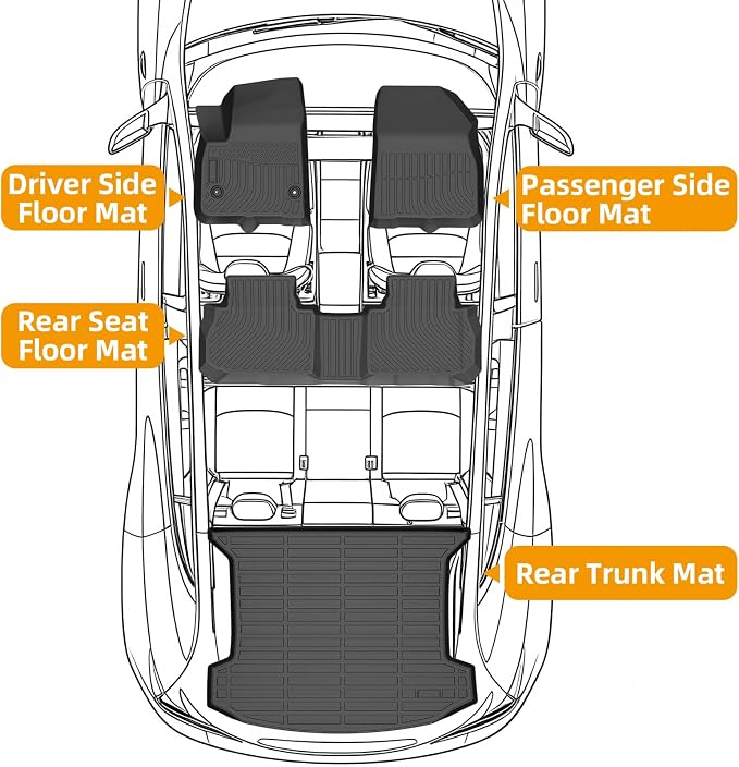 Floor Mats for Cadillac XT5 2018 2019 2020 2021 2022 2023 2024 2025 | 2017 TPE Custom Fit Cadillac XT5, Non-Slip Waterproof Summer Winter, Front & Rear Row & Cargo