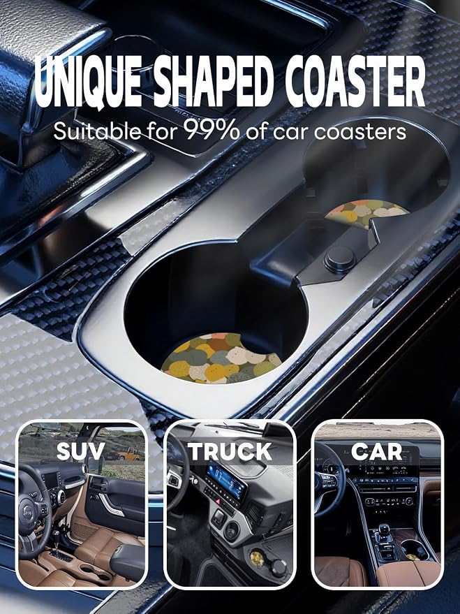 WOCOCN Car Coasters,Cup Holder Coasters for Car,2.75inch Anti Slip and Absorbent,Cute Automotive Interior Accessories for Cup Holder,Pack of 2 (Novelty)