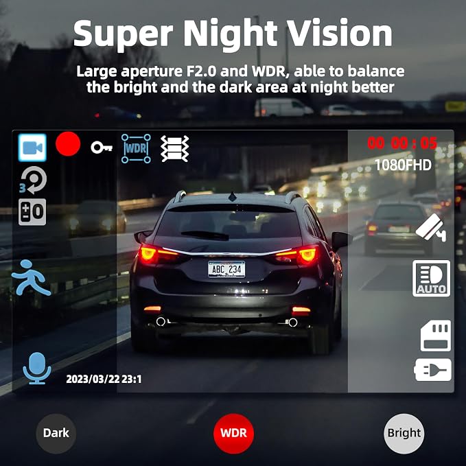 Dual Dash Cam Front and Inside with 64GB Card,1080P Dash Camera for Cars | Milerong X25 Dashcam with Night Vision,Loop Recording,G-Sensor,24H Park Monitor,Inside Car Camera for Uber/Lyft/Taxi Driver