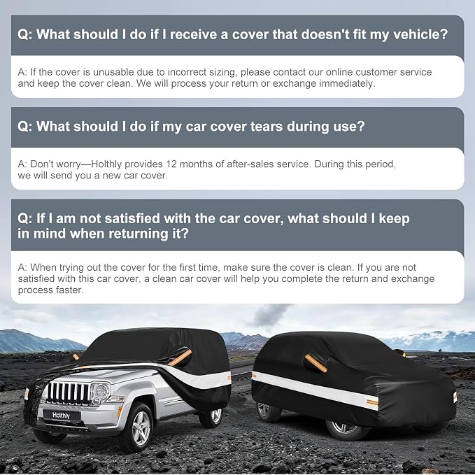 10 Layers SUV Car Cover Custom Fit for Jeep Liberty (2001-2013), Waterproof All Weather for Automobiles, Outdoor Full Cover Sun Dust Rain Protection with Cotton. Black