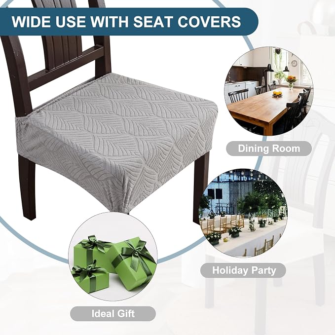 Waterproof Stretch Seat Covers,Dining Room Chair for 6 Set Removable Washable Chair Slipcover Protectors,No Rear Covers,Light Grey